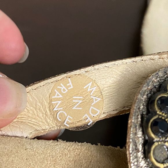 Mephisto Cork Wedge Air Relax Leather Rhinestone Metallic Boho Hippie Sandals 40 - Picture 11 of 11